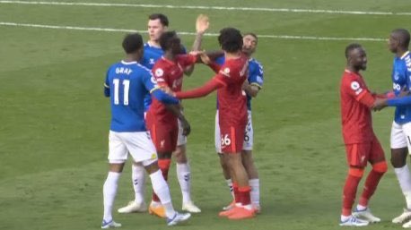RT @AJ3: How is pushing Allan in the face and poking Holgate in the eye just 1 yellow card? https://t.co/49oLxVgycx
