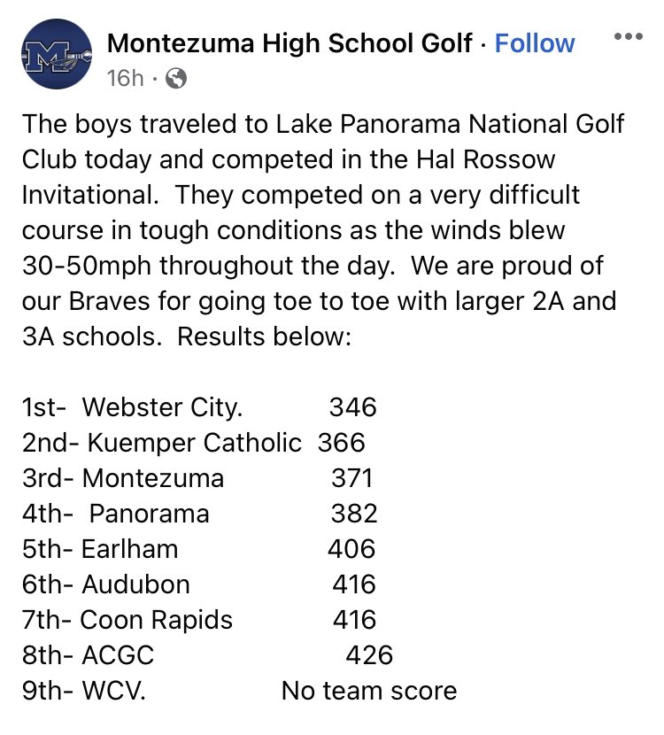 MonteSchoolsIA's tweet photo. Montezuma Golf- https://t.co/TeTl9KRv5f