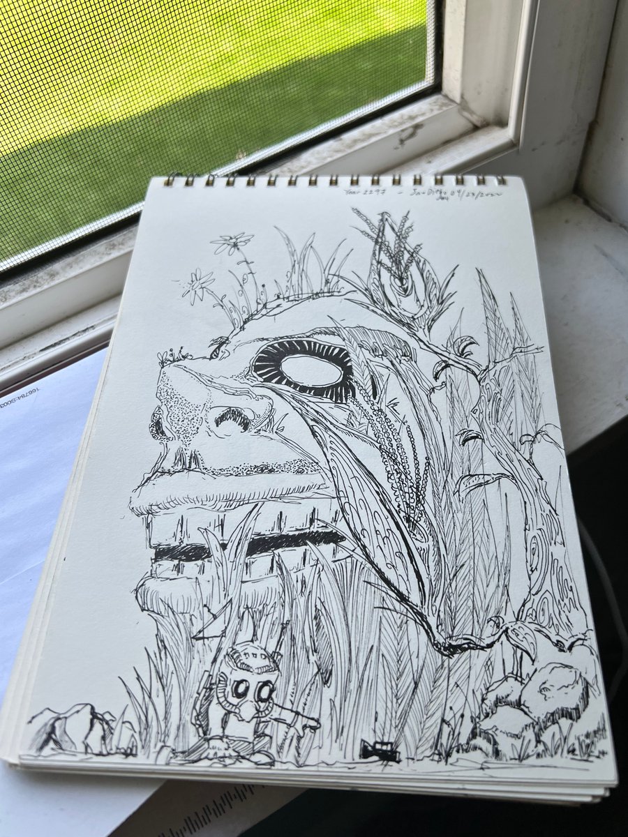 It was a nice day at the park, basking in the sun and sketching the post apocalypse
