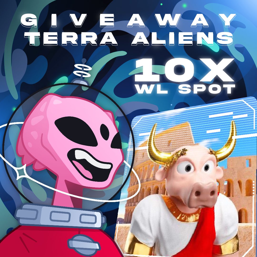 ColosseumBulls's tweet photo. 🏛@TerraAliensNFT x @ColosseumBulls 🏛

@TerraAliensNFT have been kind enough to offer The Colosseum 10x WL for their upcoming mint on @luart_io!

We will giveaway 5 here, 5 for Caesars on our discord!

To enter:
🏛Follow @TerraAliensNFT &amp; @ColosseumBulls 
🏛Like/RT/Tag a friend https://t.co/rPkZjh1MSz