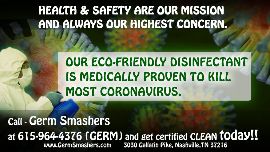 GermSmashers's tweet photo. Germ Smashers - Nashville Sanitizing Service - We Make Germs Bite The Dust !!!
Call Germ Smashers at 615-964-4376 (GERM) and get certified CLEAN today!!
https://t.co/VNQmiYcoBe

#VirusCorona #Viruses #SanitiseToKillCorona #disinfectant #Nashville https://t.co/fU8bCY1SHw