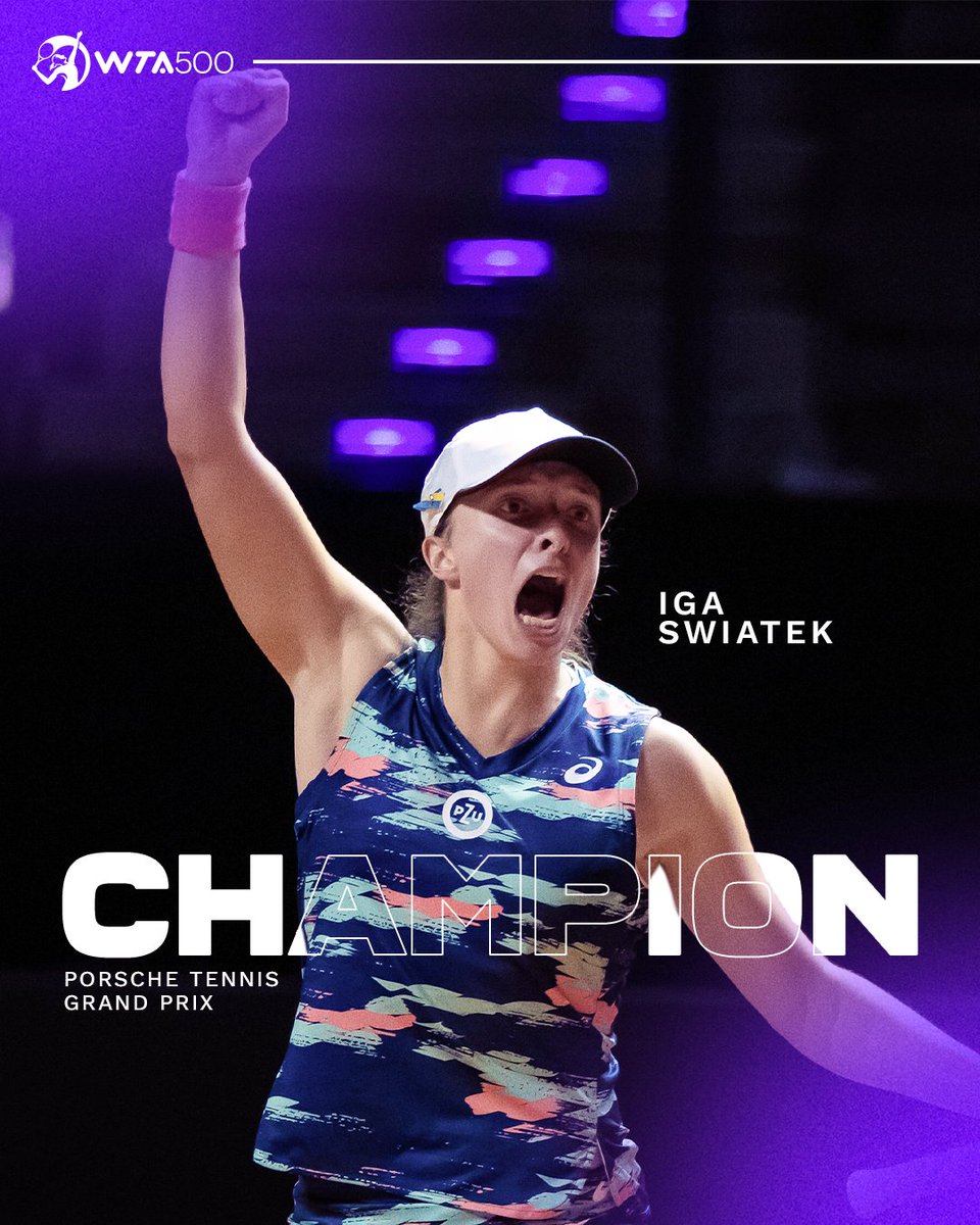 JAZDA!! 🚘

🇵🇱 <a href="/iga_swiatek/">Iga Świątek</a> defeats Sabalenka 6-2 6-2 in Stuttgart to make it FOUR WTA titles in a row!

#PorscheTennis