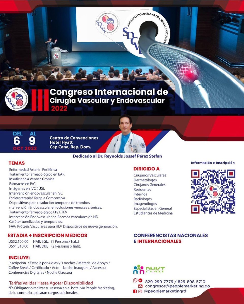 SDVascular's tweet photo. ¡Este año estamos en #CongresoSDCVE! 

Para más información, escríbenos a los siguientes correos:

info@sdcve.org.do
Congresos@peoplemarketing.do

#SDCVE
#VascularesRD https://t.co/yud9ZWiPl4