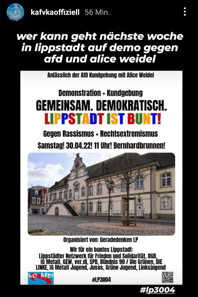GeradedenkenLp's tweet photo. Drüben bei Insta...
@KeinBockAufNazi + @KAFVKA wir sind geflasht 💪🤩
Da müsste Twitter doch glatt nachziehen 😉
#LP3004 #Lippstadt https://t.co/IrA3Jva2Es