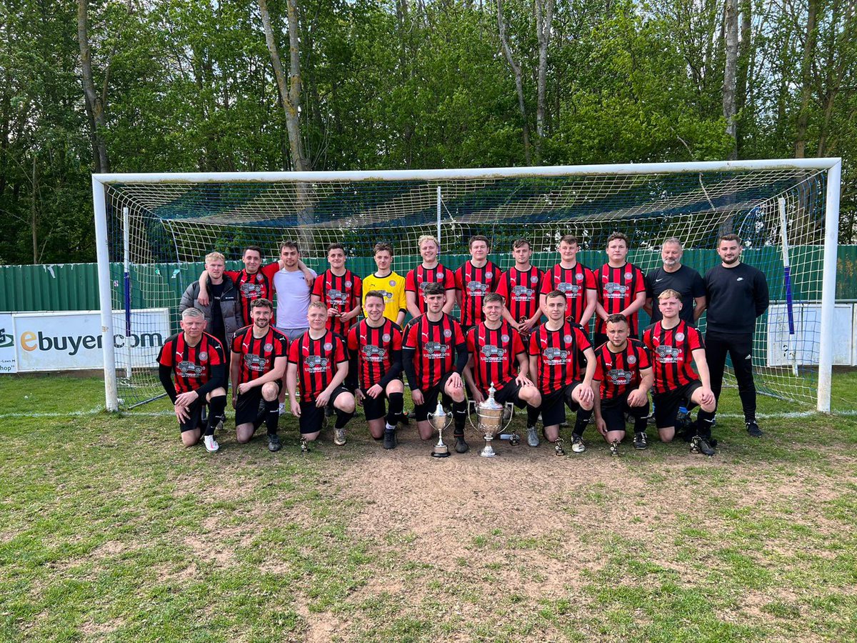 TheStag_FC's tweet photo. DOUBLE CHAMPIONS!

We win the league and cup double in our inaugural season after a battling 2-1 win against Drayton Grange at Elderstubbs.

Goals from @TheOnlyBrack and our skip @AJVineall secure the win.

What a squad we are! 

#UpTheShaggingLion 🦁⚽️ https://t.co/IzpWjwfgab