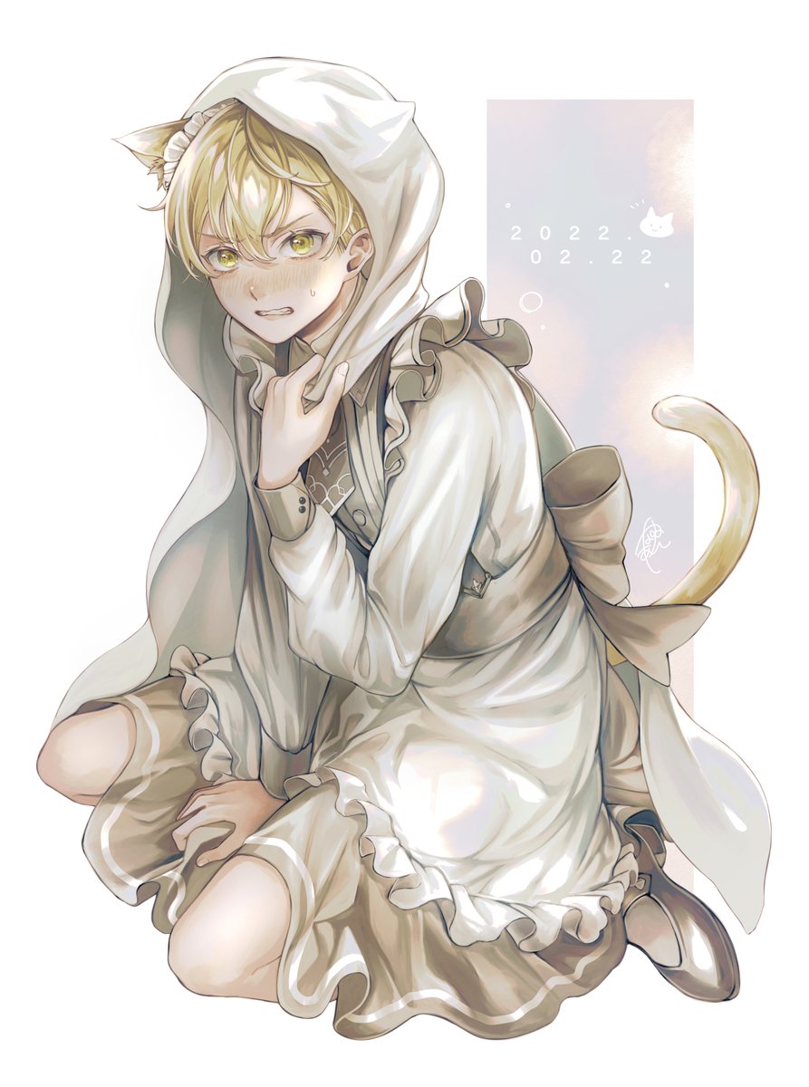 1boy male focus animal ears cat tail tail blonde hair cat ears  illustration images