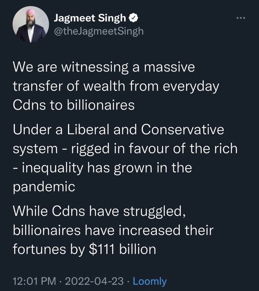 PierrePoilievre's tweet photo. Yes the “system” is rigged for rich but you ARE the system Jagmeet.

Your coalition’s policies inflate wealth of rich &amp; living costs of the rest. You crush the working class NDP used to champion.

Own it or end your coalition now.
Join, stop the coalition: https://t.co/fSIdr4SUbt https://t.co/bhwH6IbOdj
