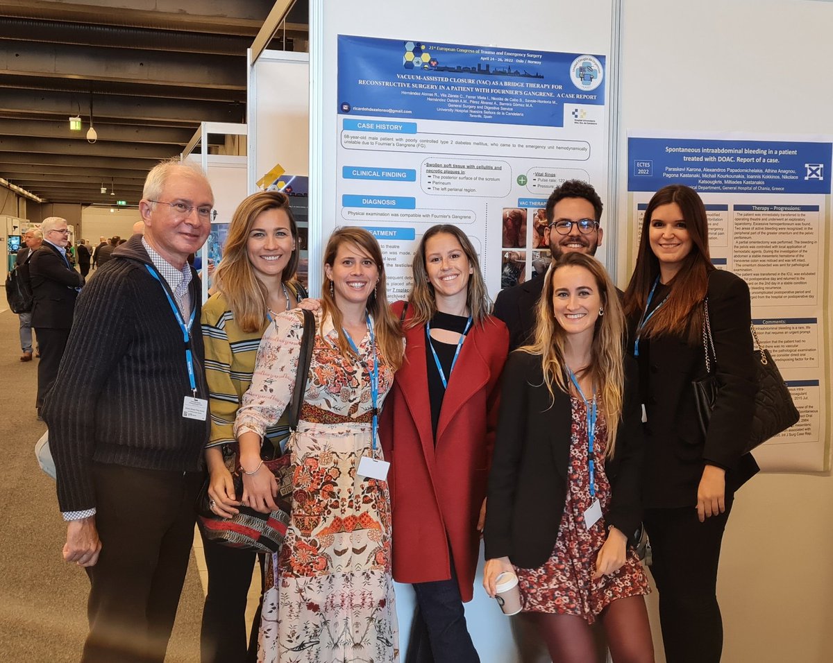 elena_smv_'s tweet photo. Emergency Surgery Team from HUNSC in #ECTES2022 @RHdezAlonso @IreneVilela3 @M_Savoie5 @DrMBarreraG @CirugiaHunsc https://t.co/CL8EmbmDia