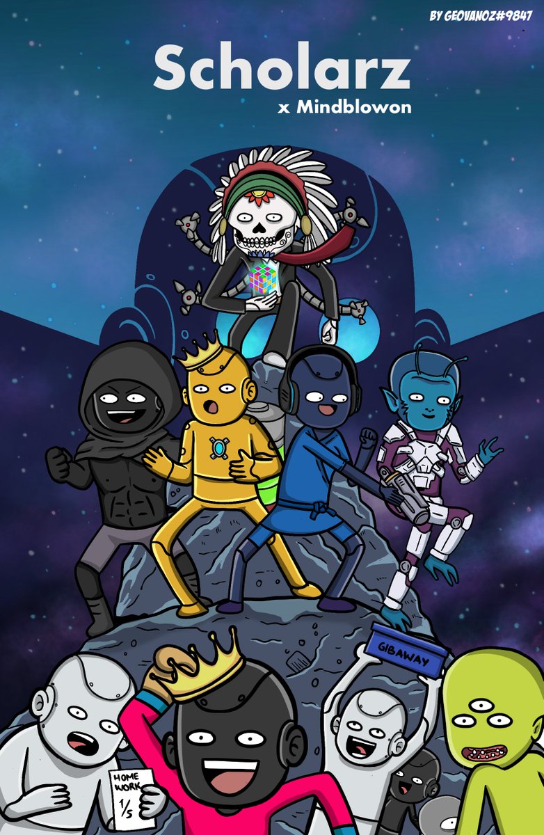 samuelgeovanoz's tweet photo. After receiving lot of heartwarming responses from @scholarznft community, I decided to make another art for scholarz x @MindblowonNFT.
@clerkclirk @NapoleonEth @Ballerz_ballsie @DerpFinn @pdirga_  @andhikataa @riooir25 @lickpalik @Dagelanco @hokienchopsquad @BinsNft @PapaBear994 https://t.co/h2E9mhM23K