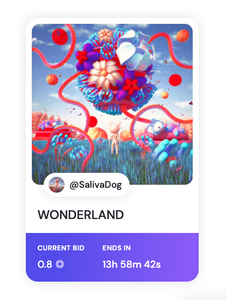 OMG, I'm got my first bid on 😱😱
<a href="/formfunction/">Formfunction</a>
 
 " WONDERLAND "

Thank you very much 
@HotHeadsSOL

Thank you for your love &amp; support. 

👇👇
formfunction.xyz/@SalivaDog/2Cg…

#NFTCollection #NFTCommunity #NFTS #SOL #NFTdrop #nftcollector #NFTartists #SolanaNFTs