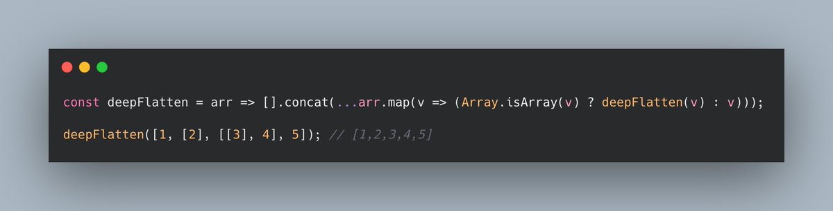 FrontendHacks's tweet image. How to deep flatten an Array?