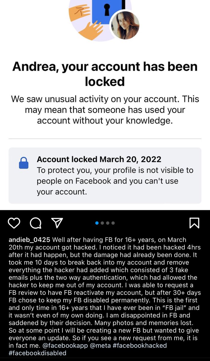 AndieB_0425's tweet photo. Not cool FB 😩 @facebookapp @Meta https://t.co/15Y6vDsxz6