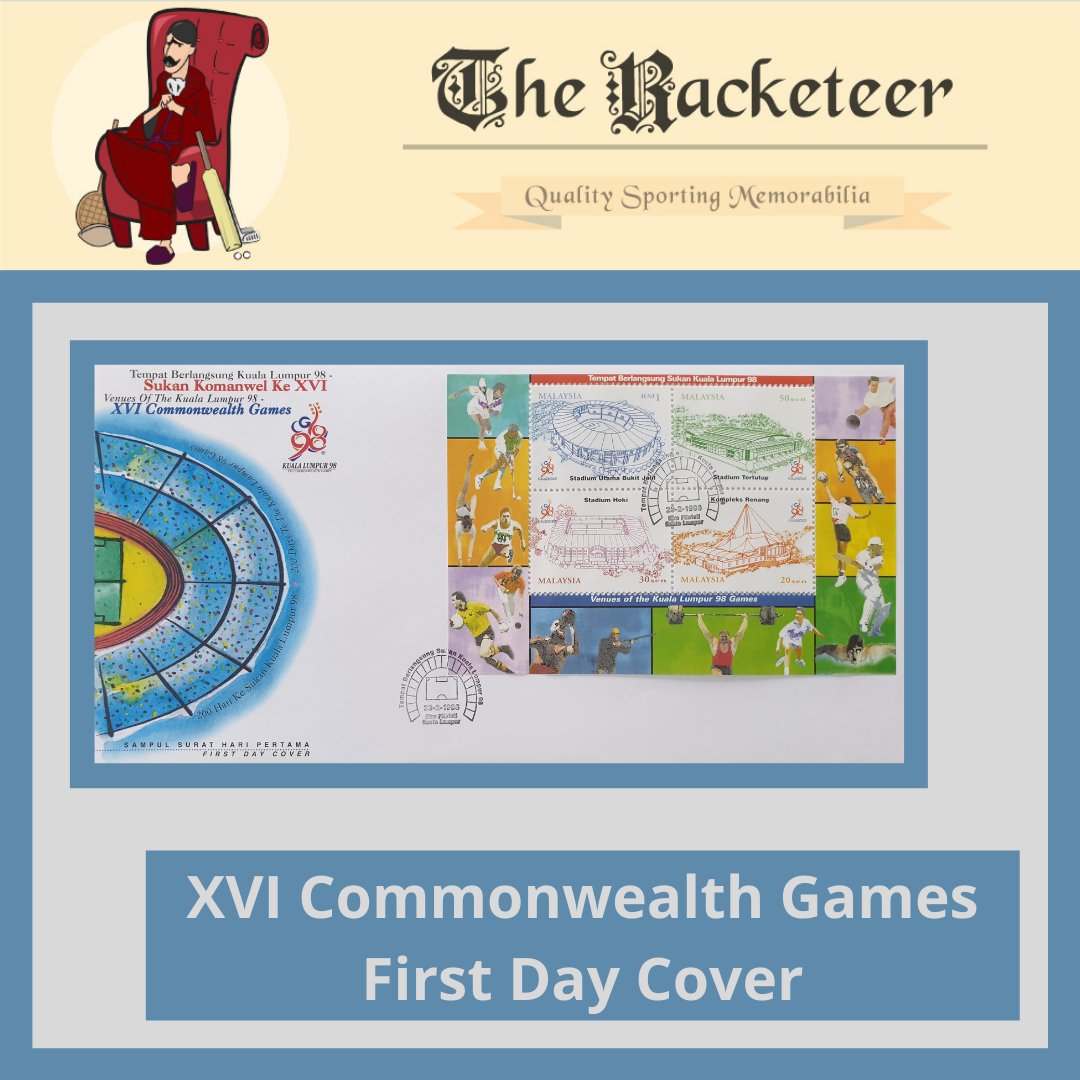 More #sportingstamps just added - this time from the XVI #commonwealthgames in #kualalumpur 
#Stamps #firstdaycover #sportingmemorabilia 
the-racketeer.co.uk/cards--stamps-…
