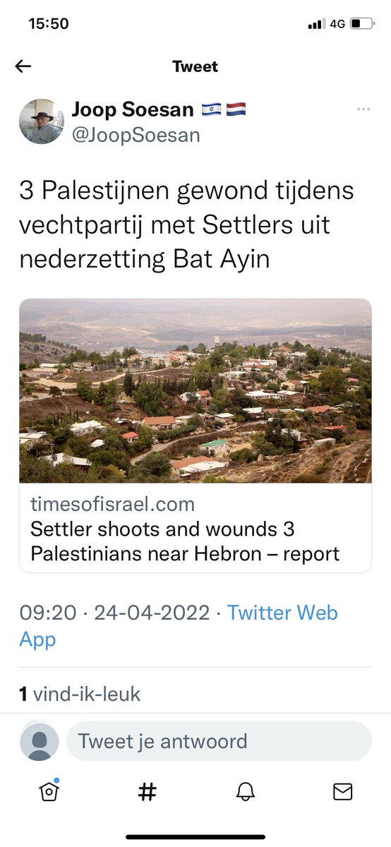 Radlab72's tweet photo. Illegale Joodse kolonisten schieten drie Palestijnen neer. Hasbara winkeltje @joopsoesan: ‘3 Palestijnen gewond tijdens vechtpartij met ‘settlers’ https://t.co/3fsLRx4J6a