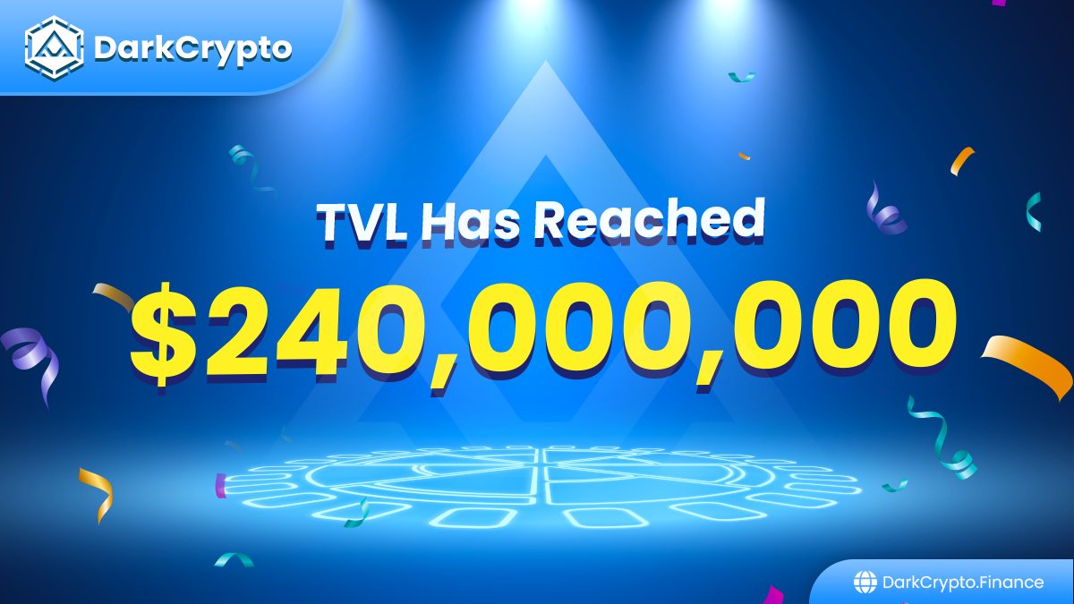 DarkCryptoFi's tweet photo. Everyday we break an ATH 🚀

Everyday a new Milestone!

DarkCrypto 240,000,000$ TVL

#Dark https://t.co/RcMBkzyDHm