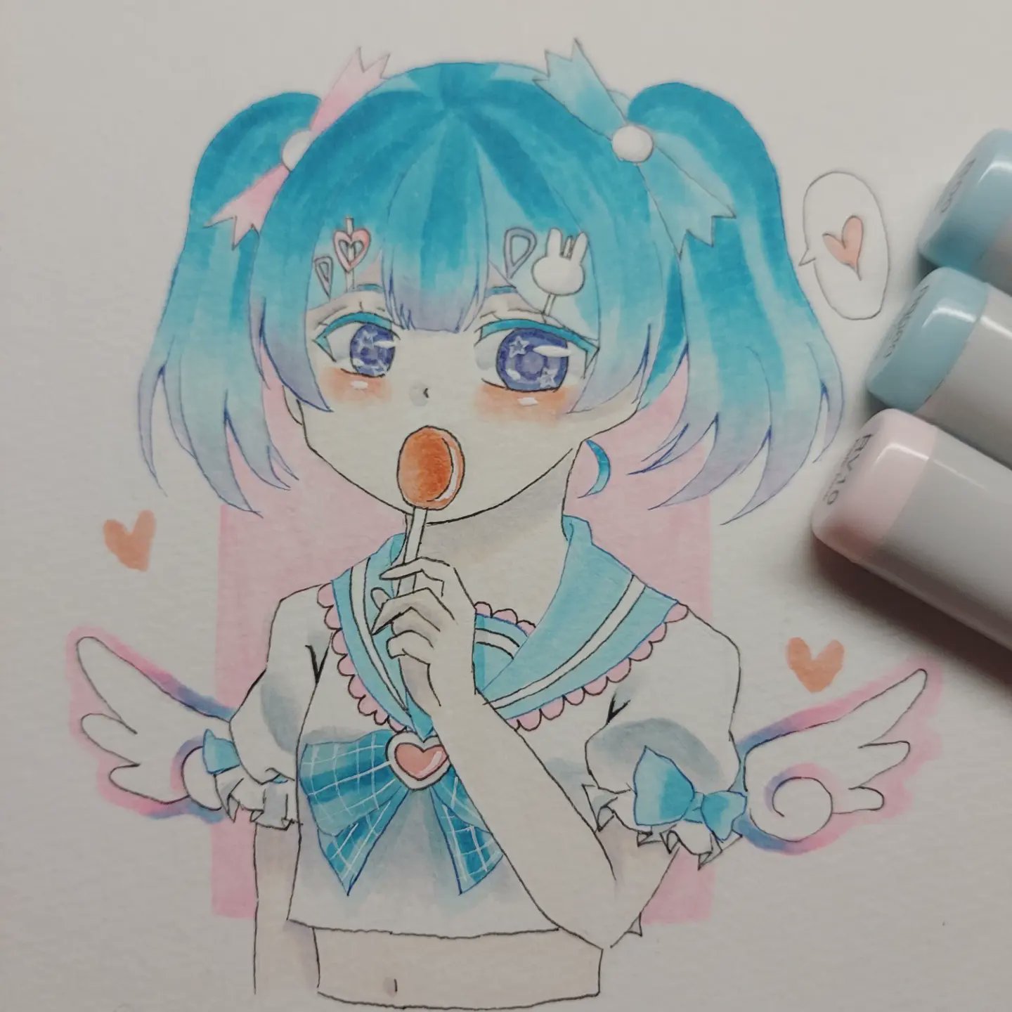 創作【あたたかなゆめ】手描きイラスト 下絵付き 創作【あたたかなゆめ】手描きイラスト 下絵付き