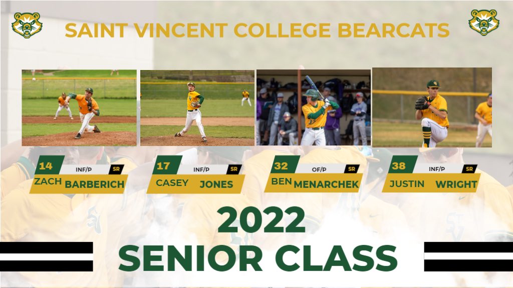 🚨 GAME DAY 🚨

The Bearcats look to complete the sweep of Waynesburg today. Come join us as we celebrate our Seniors (12:45pm)!

🆚: <a href="/WUSandlot/">Waynesburg University Baseball</a>
⌚️: 1:00pm
🏟: Bearcat Ballfield
📍: Latrobe, PA
🌡: 80*F
📊: athletics.stvincent.edu/sidearmstats/b…
🎥: pacathletics.org/watch/default.…

🐻⚾️ #GoBearcats