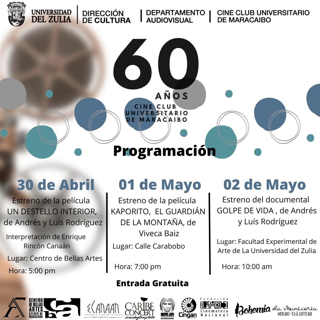 #Aniversario60
Nos complace presentarles la programación dispuesta para celebrar los 60 Años del Cine Club Universitario de Maracaibo, del 30 de Abril al 02 de Mayo nos vestimos de fiesta para conmemorar nuestro aniversario.

#cineclubluz <a href="/culturaLUZ/">Dirección de Cultura</a>