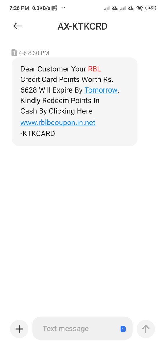 CSCDCSanjayKum1's tweet image. I am not a part of RBL bank but someone is sending me fake messages.
Kindly find the image for your reference.
Kindly take proper action.
@rblbank @cyber @Cyberdost @CISAgov @Cybercellindia @CyberCellupdate