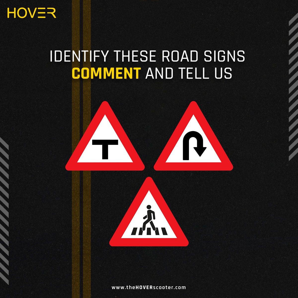 hover_scooter's tweet photo. Safety is a priority! 
How many road signs can you identify? Tell us your answers in the comment section below.

For any query you can easily reach us at
Ph: 18001207707
Email ID: support@thehoverscooter.com

#Hoverscooter
#ebike #ElectricBike #Electricvehicle #HoverTeam #Hover https://t.co/iBxlNe0uR8