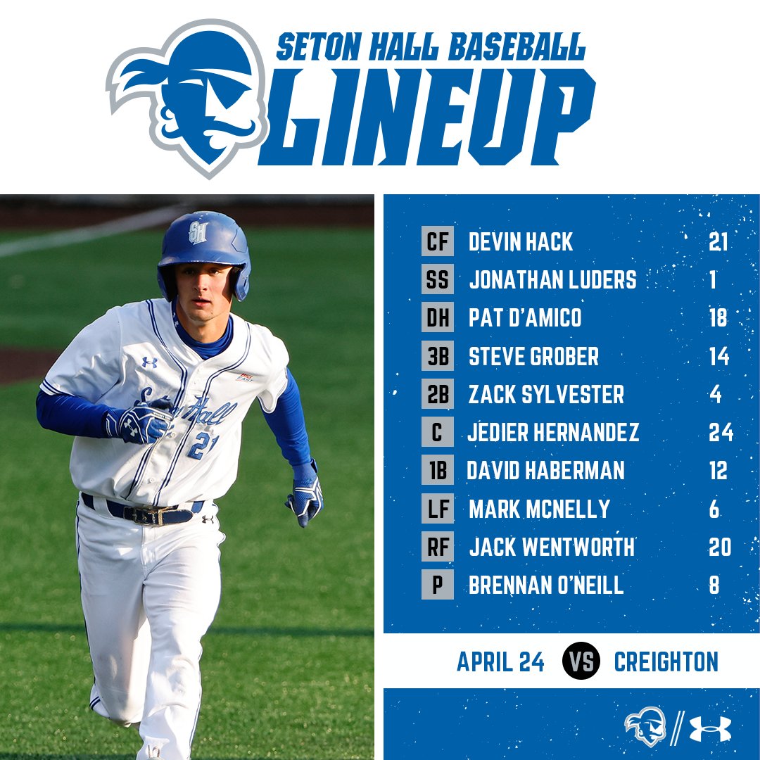 SHUBaseball's tweet image. Devin leads off the game with a single! Here's our lineup.

#HALLin 🔵⚪️