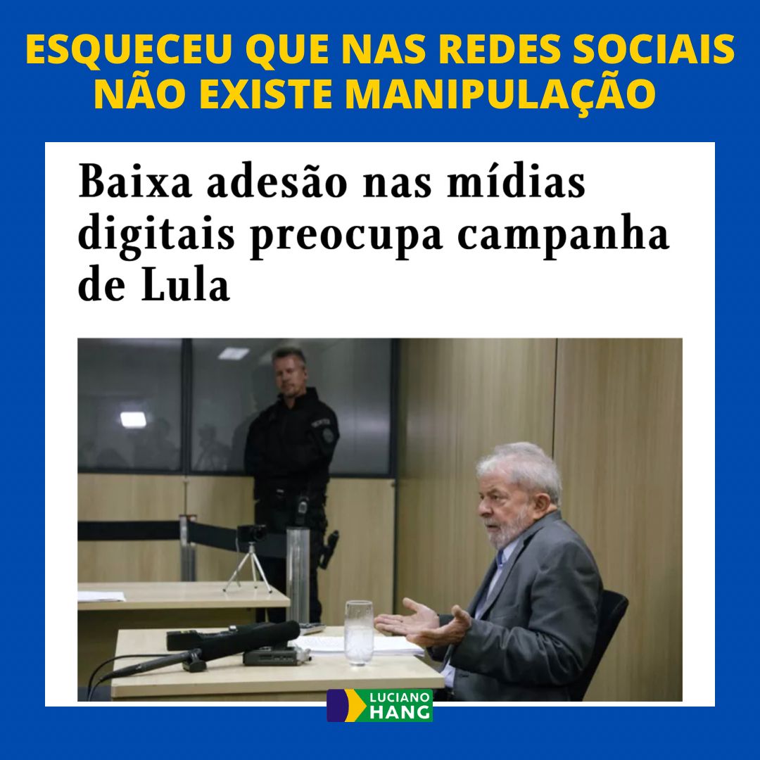 LucianoHangBr's tweet image. As mídias sociais são do lado certo e querem o melhor para o Brasil. Restou para a esquerda, a velha mídia, que já não tem mais credibilidade. Na internet, ganha espaço o fato e não a narrativa com interesses.