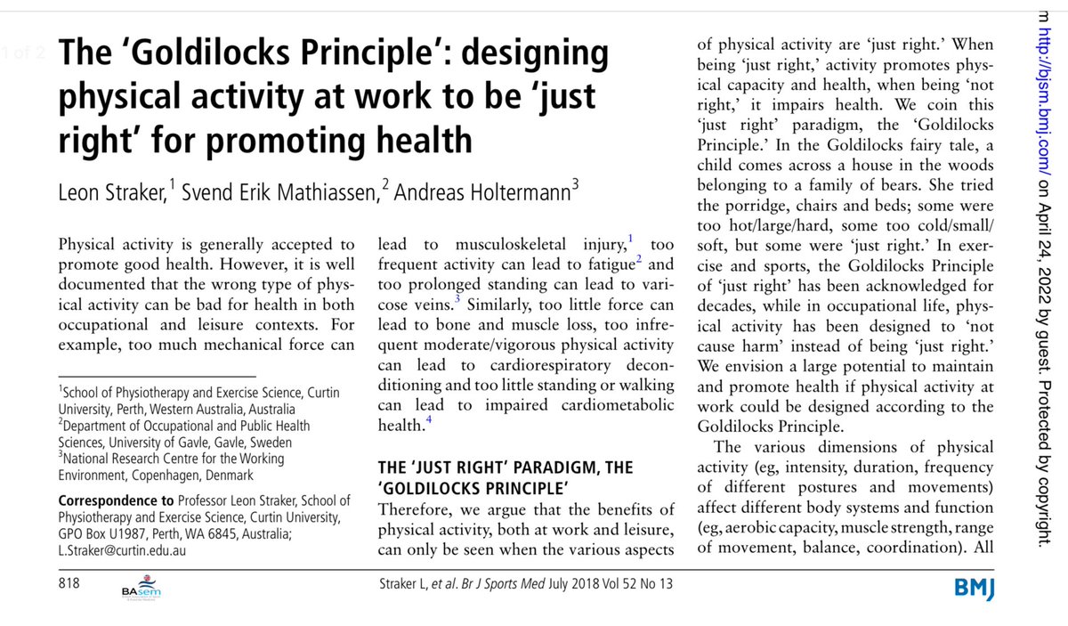 The ‘Goldilocks Principle’: designing physical activity at work to be ‘just right’ for promoting health

bjsm.bmj.com/content/bjspor…