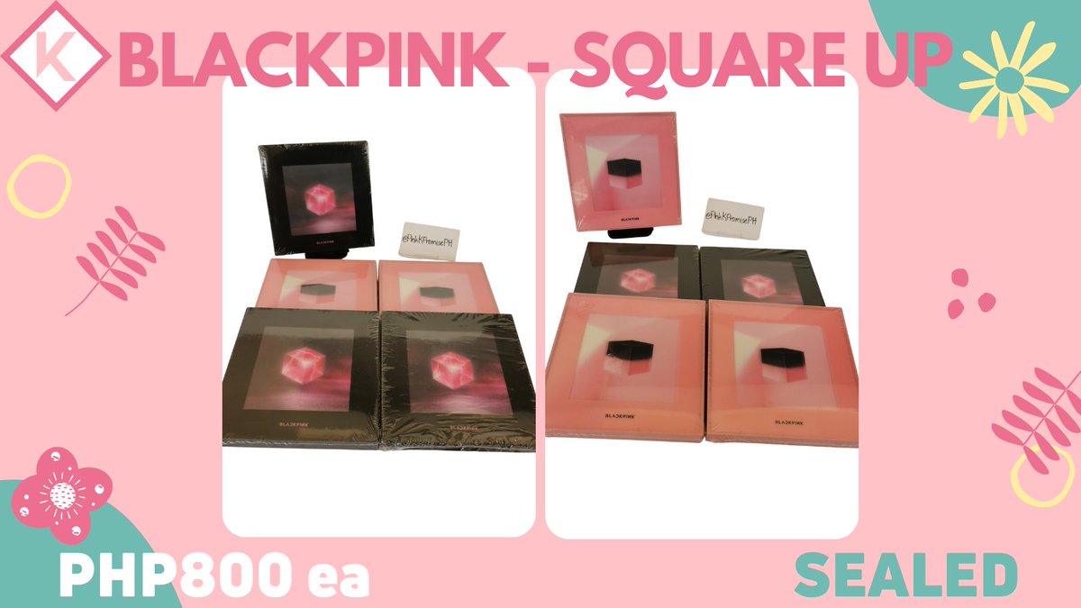 PinkKPromisePH's tweet photo. ONHAND SEALED BLACKPINK - SQUARE UP

💸800 each, 1500 for set
🛵GGX (COD), J&amp;T
⚠️ DOP every friday after order is confirmed

🏷️wts lfb #PinkKOnHand ddu ddu ddu ddu https://t.co/2jBwPyICtS