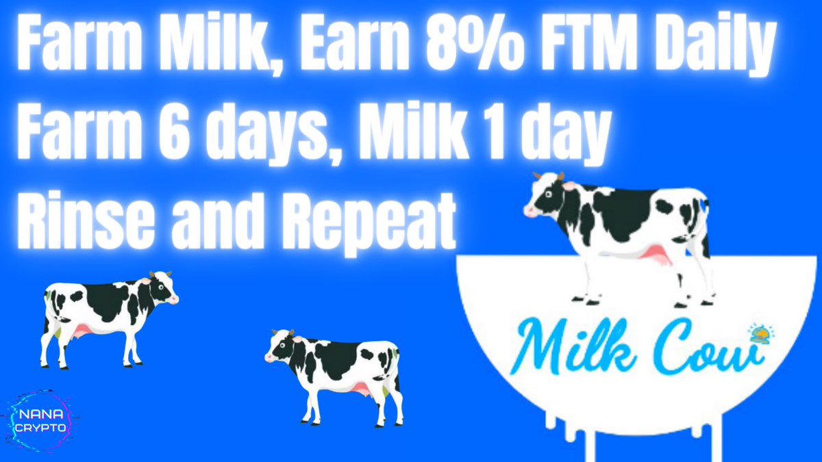 NaNaCrypt0's tweet photo. Milk Cow Miner | Earn 8% FTM Daily Plus 14% On Referrals ๐ธ ๐ธ ๐ธ @milkcowftm
๐ฅMilk Cow(8% Daily) Website: https://t.co/BiAXab5e2H
#MilkCowMiner #MilkCowReview #StakeFTM
https://t.co/rnRr7mSYVl https://t.co/WyCcH991m3