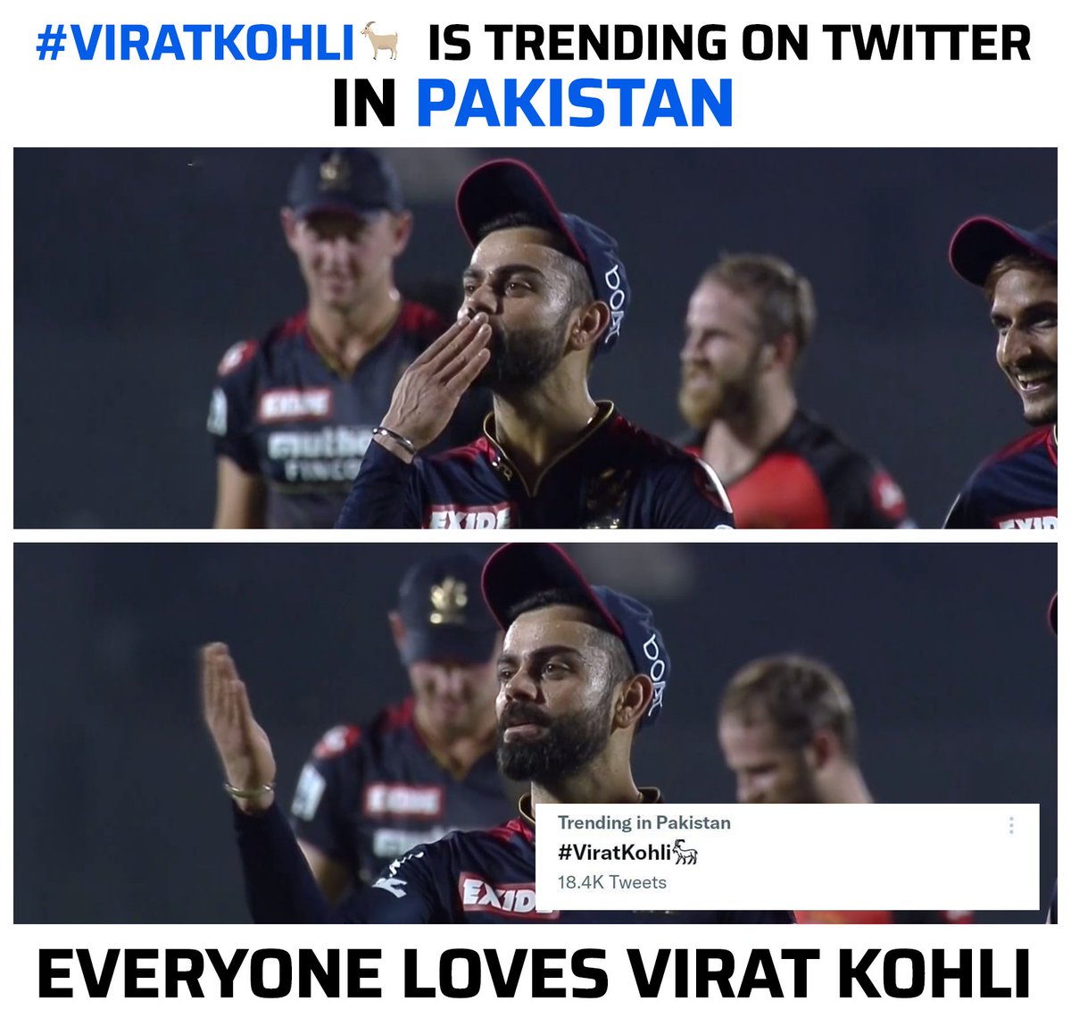 Cricketracker's tweet photo. Pakistan fans showing their support to Virat Kohli, who's going through a lean patch💖

📸: Disney+Hotstar https://t.co/gspY0TegxA