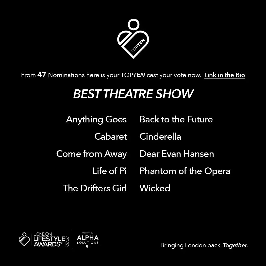 The_UK_Awards's tweet photo. Follow @Lifestyle_Award for more info.
.
.
#TOPTEN Theatre Shows has been announced in the #londonlofestyleawards presented by #Alphasolutions .
Congrtualations to @anythinggoesuk @bttfmusical @kitkatclubldn @alwcinderella @comefromawayuk
#theatre #theukawards https://t.co/rlLHd9Rrbh