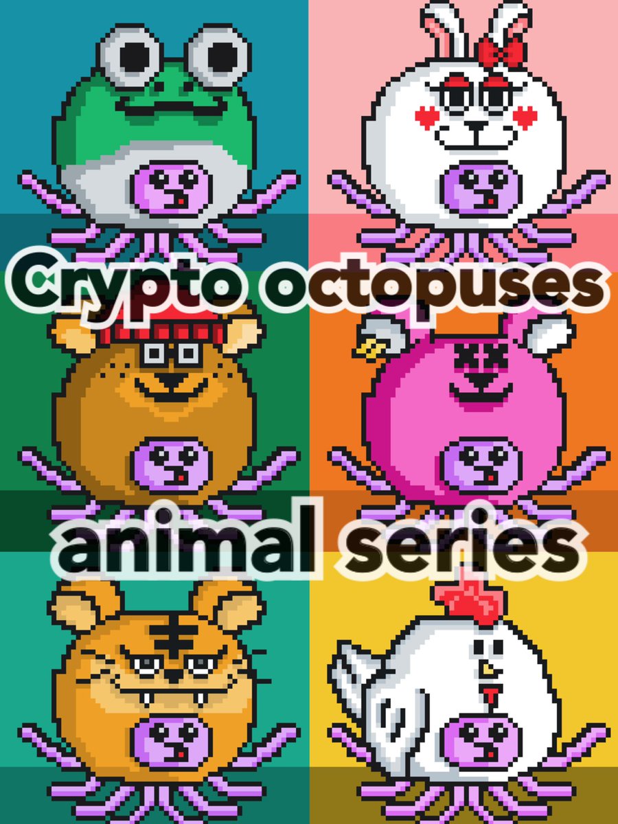 CryptoOctopuses's tweet photo. @OftnAnimalsNFT 可愛いタコのイラストをドット絵で描いています🐙
見ていただけたら嬉しいです🐙

https://t.co/XjIPrbnXG4 https://t.co/iKNjcxYVwB