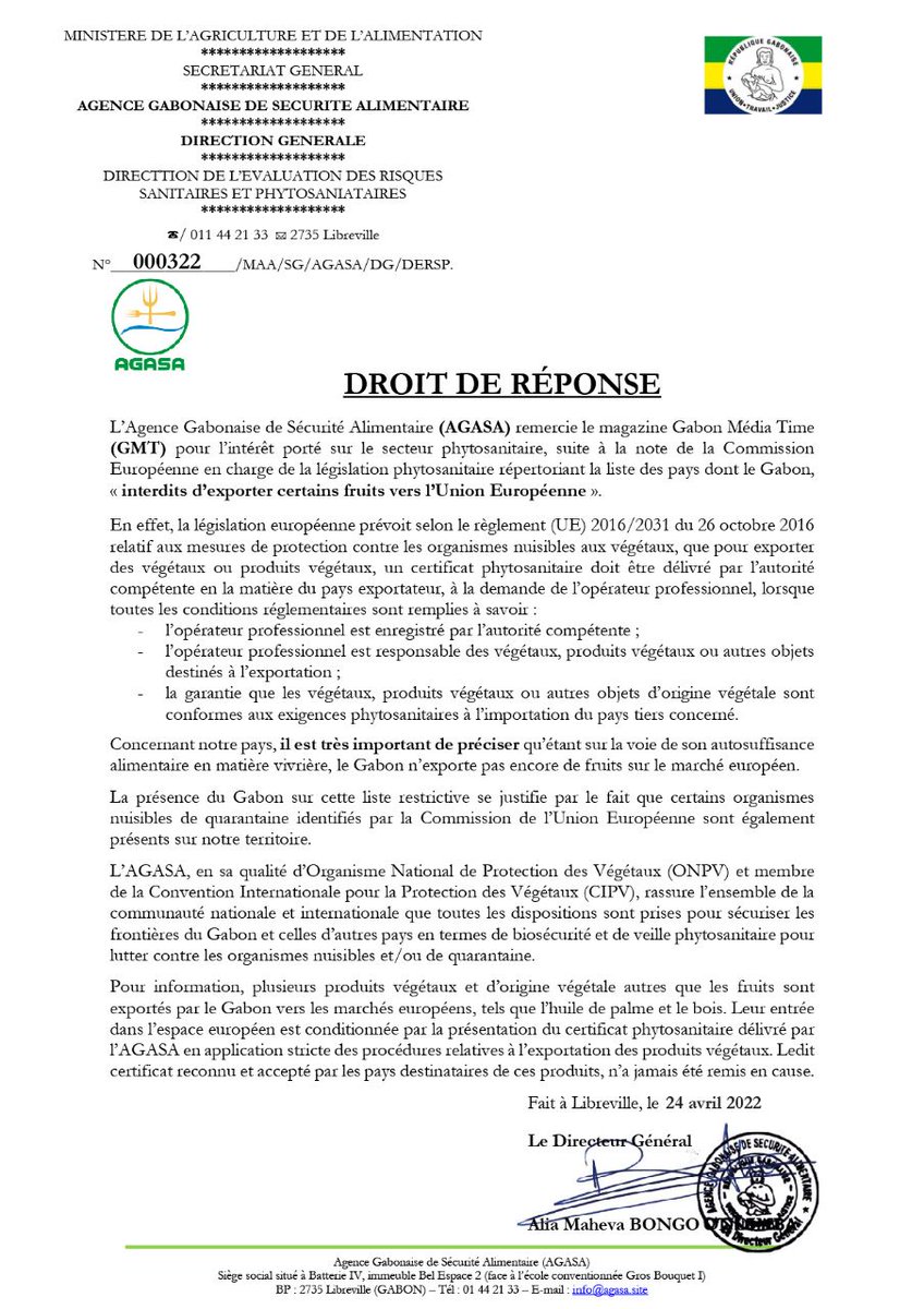 Agence Gabonaise de Sécurité Alimentaire tweet media