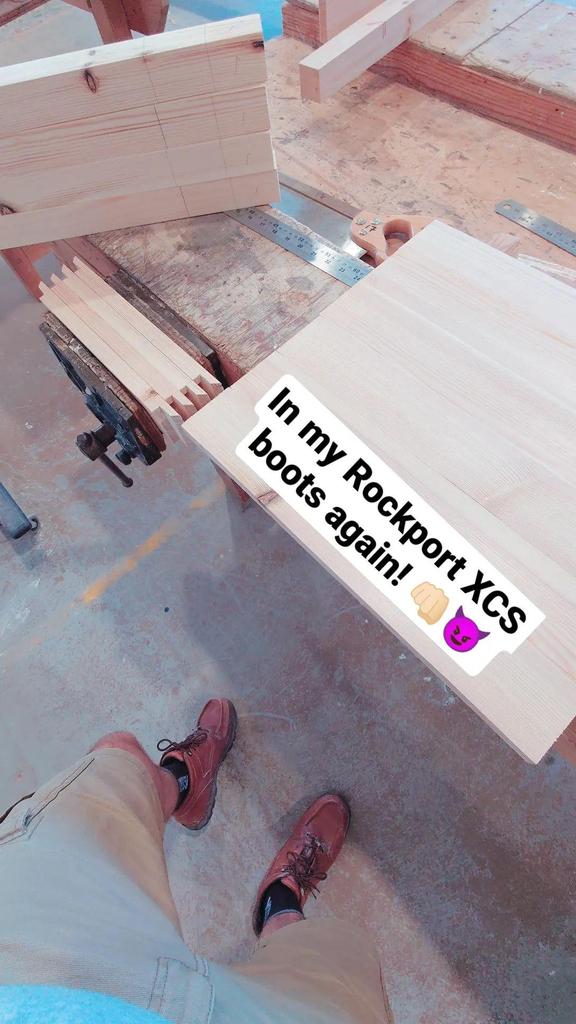 willspilsbury's tweet photo. These are getting pretty beat up and sweaty now! ๐๐ #tablemaking #carpentry #rockportboots https://t.co/UjMZd7ijna