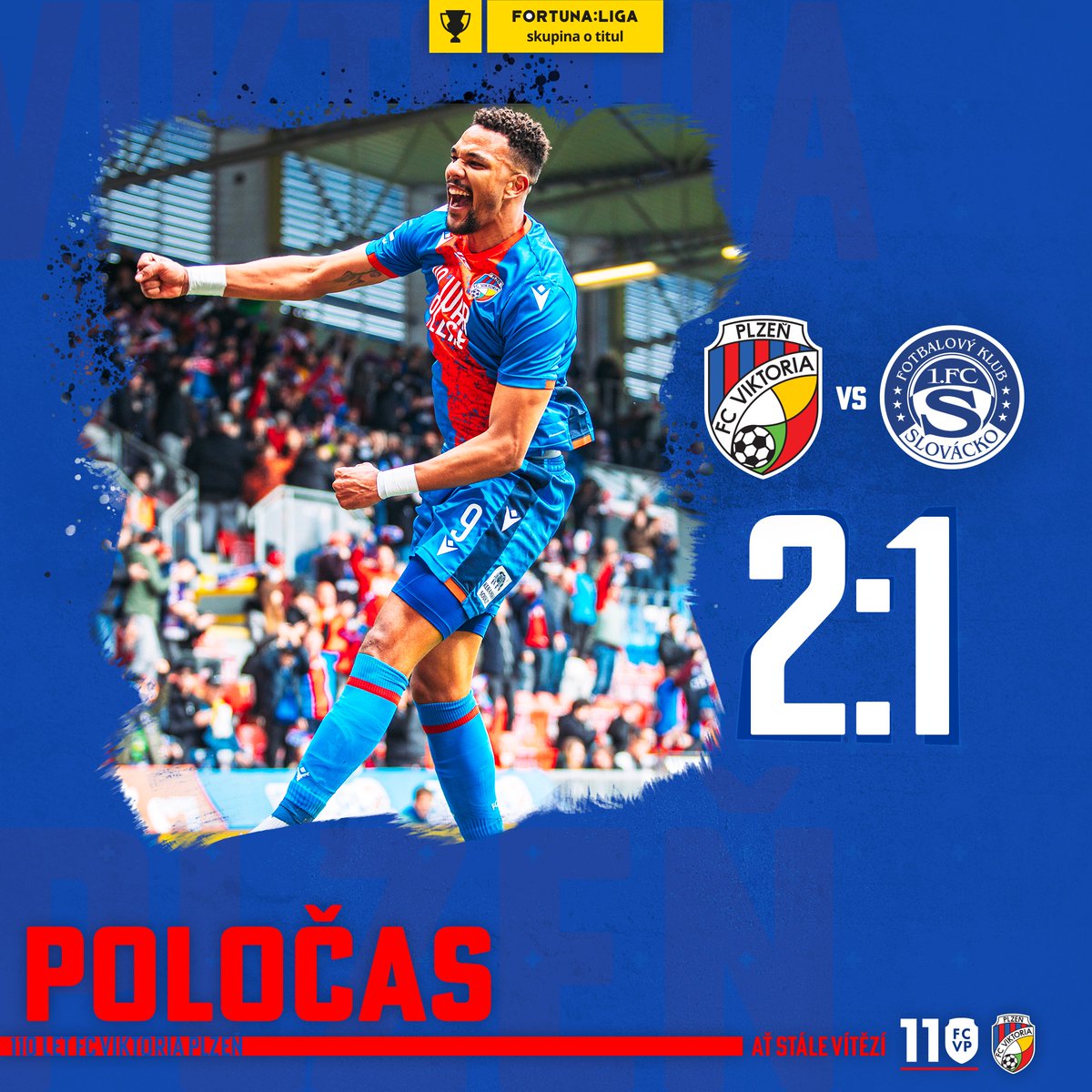 fcviktorkaplzen's tweet photo. ⏰ POLOČAS | Po trefách Beauguela a Sýkory jdeme do šaten s vedením 2:1! 🙌 🤩

❤️💙 2:1 🍇 #PLZSLO https://t.co/kOuVAdoU0Q