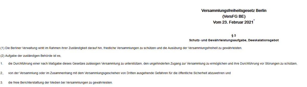 chr_mang's tweet photo. @alx_froehlich Du hast  §3, 3 des Berliner Versammlungsfreiheitsgesetz (VersFG BE) komplett außer acht gelassen. Aufgabe der Behörden ist, eine freie Berichterstattung zu gewährleisten. https://t.co/neRWRMYTTm