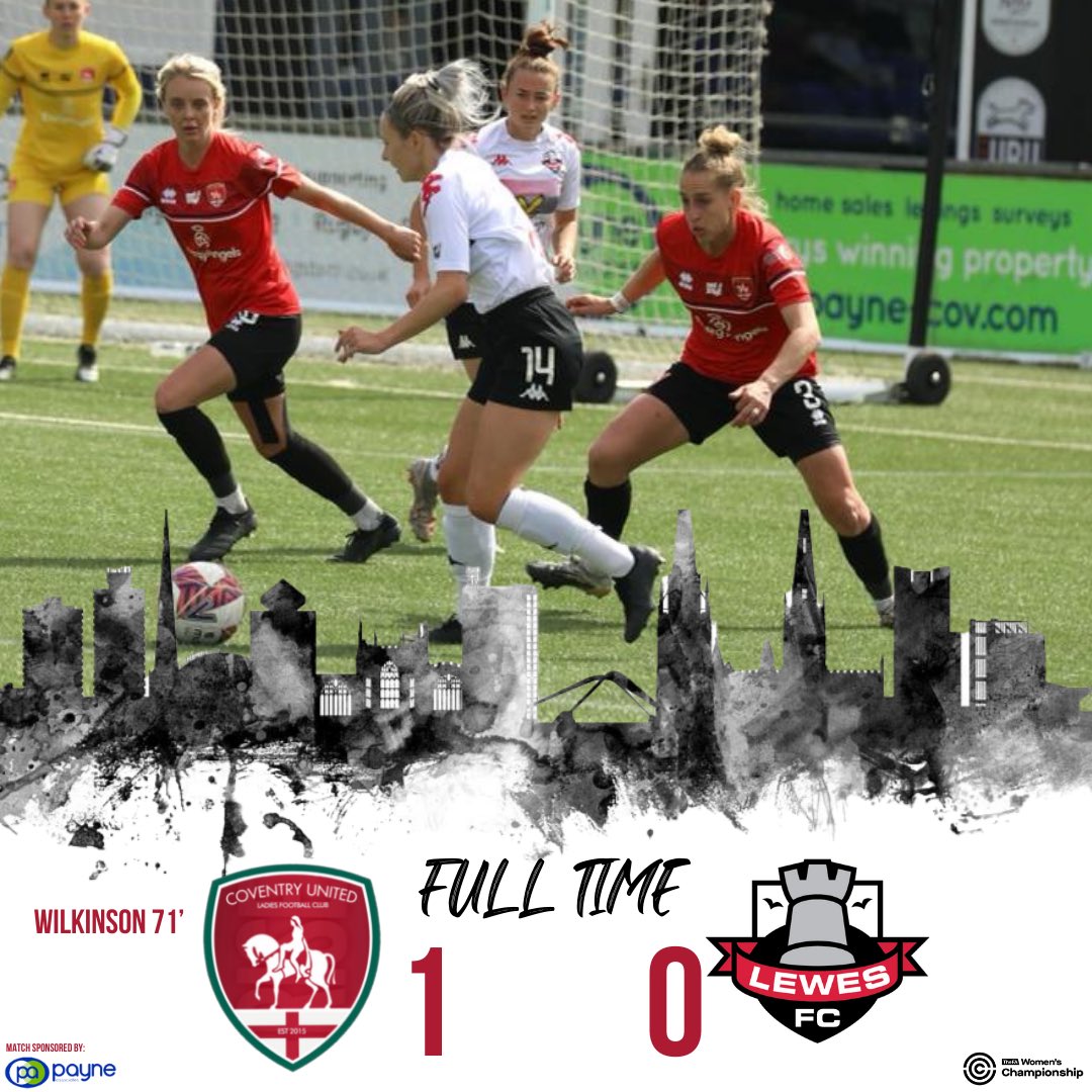 RugbyBoroughWFC's tweet photo. ＷＨＡＴ． Ａ． ＷＩＮ！

Coventry United 1-0 Lewes

Another step closer 💪

A superb display and a 𝙑𝙄𝙏𝘼𝙇 three points 😍

#UpTheCov https://t.co/82OeVuqmN2