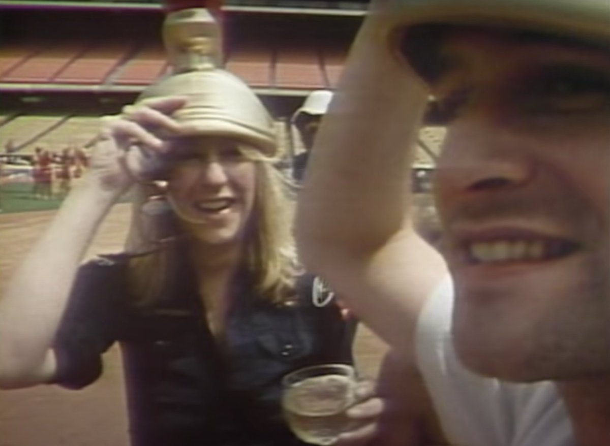 carriecourogen's tweet photo. Moment of appreciation for Christine McVie carrying an always-full glass of white wine around Dodger Stadium while recording Tusk in 1979 https://t.co/oCg572lL8A