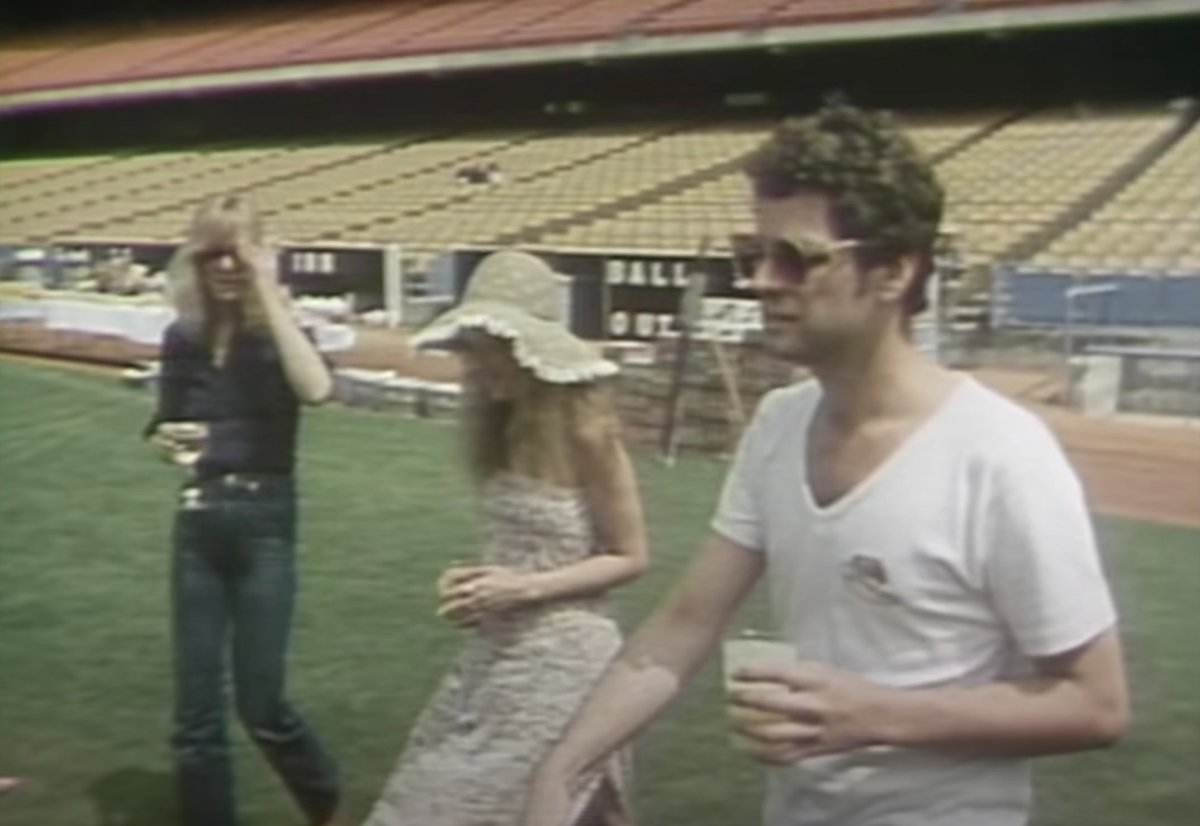 carriecourogen's tweet photo. Moment of appreciation for Christine McVie carrying an always-full glass of white wine around Dodger Stadium while recording Tusk in 1979 https://t.co/oCg572lL8A