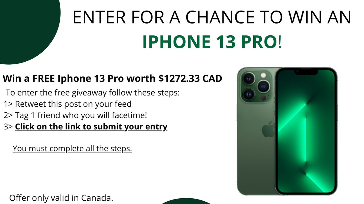 GarryMcLean1's tweet photo. Want to win an iPhone 13 Pro for FREE?

To know more, click the link below:
https://t.co/shyTJQteZv

#Giveway #Canadian https://t.co/8HUj2aSzNh