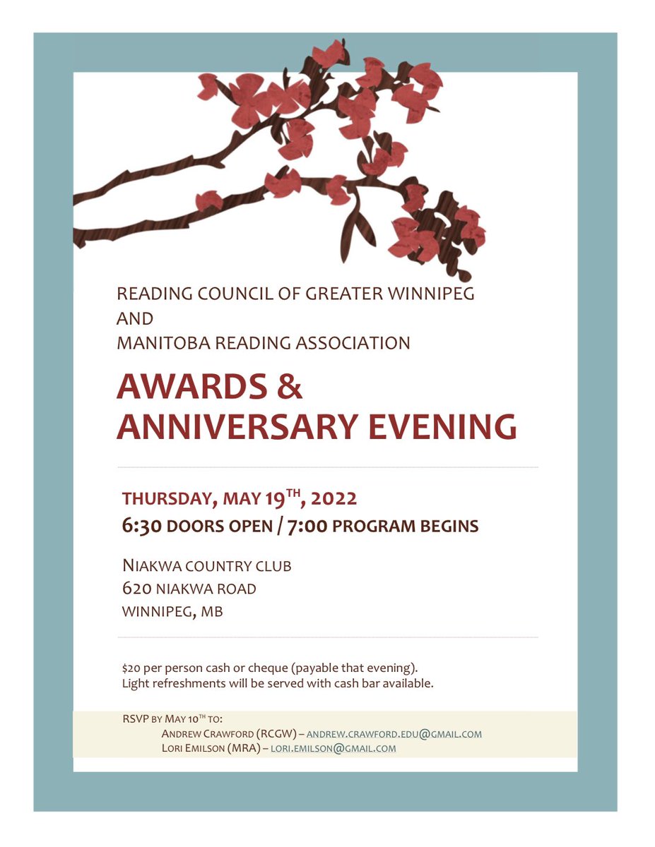 Please join us for our Awards and Anniversary Celebration held in partnership with <a href="/mra_mb/">MB Reading Assoc.</a>.