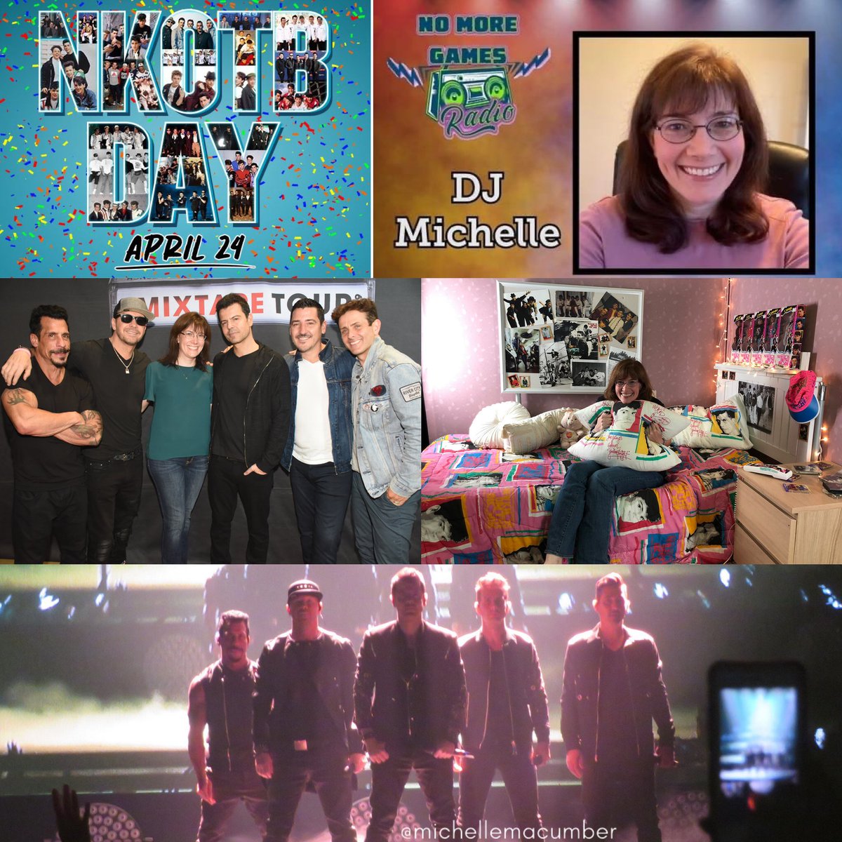 MichelleMacumbe's tweet photo. I’m the live @NoMorGamesRadio DJ at 8pmET playing @NKOTB &amp; my favorite 1989 songs &amp; #Blockhead requests 🎶🎉🥰 #NKOTBDay #ShowYourBHLove
#NKOTB #BHLove #CharmSomeHearts #WeGiveMusicalHugs #BlockNationStation #JordanGirl #NKOTBForever #Thankful4NKOTB #WeOwnTonight
#HappyNKOTBHDay https://t.co/E9gZYO4fQh