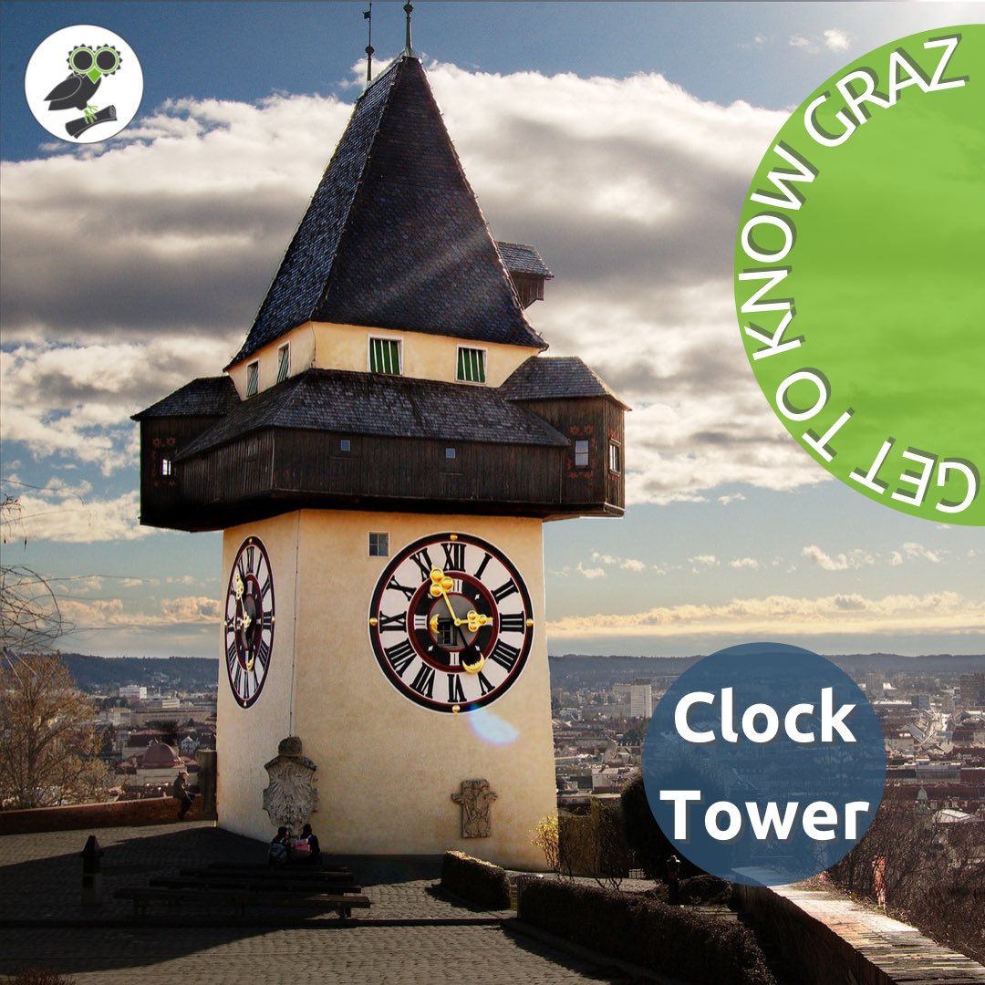 ISC_Graz's tweet photo. What time is it? Just look up and check on the Clock Tower 😉

It is the town‘s best known landmark: the Clock Tower. With a height of 28 meter it sits on the Schlossberg and can be spotted from nearly every corner of the old town. https://t.co/WCrxniEUrO