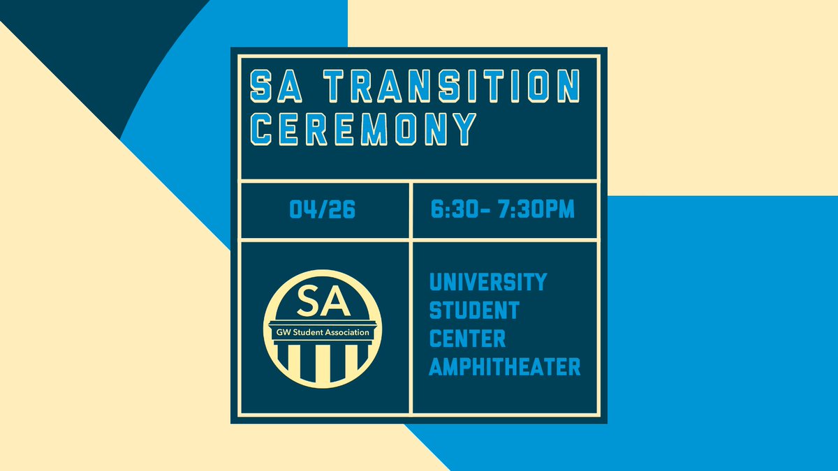 Watch us welcome a new generation of SA leaders! Come to the SA Transition Ceremony on Tuesday, April 26th from 6:30-7:30 in the USC Amphitheater.