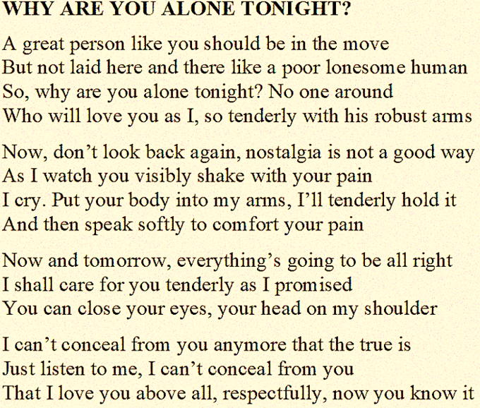 scribaland's tweet photo. #Scribaland WHY ARE YOU ALONE TONIGHT?
Are you #lonesome #tonight, huh? Being lonesome is very hard, mainly in the night?#performing #play #lire #player #players #playing #playlist #playlists #poem #poems #poet #poets #poetry #prize #prizes #Producers #progam #programs #prosepoem https://t.co/9cOwoN30kB