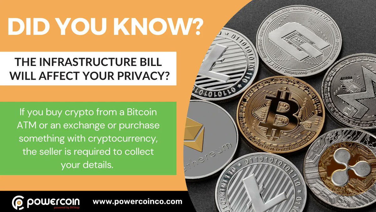 Did you know the Infrastructure Bill will affect your privacy? Read more at buff.ly/3BOI1UD #bitcoin #bitcoinatms #btm