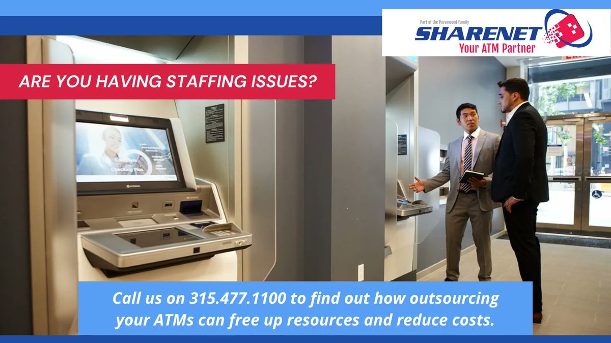 Sharenet can relieve you of the headache of operating your ATM fleet, so you can reallocate staff to focus on more profitable tasks like closing loans and customer service. Get in touch to find out how outsourcing your ATMs can free up resources and reduce costs. #atmoutsourcing