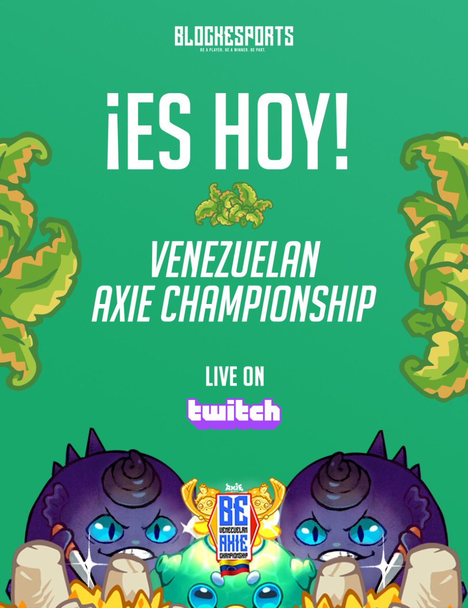 Atentos que el día de hoy estaremos transmitiendo la final de este clasificatorio 2 en el canal de twitch de <a href="/TitoKliber/">Tito Kliber</a>

¡No te lo puedes perder!

#AxieInfinity #blockesportsla #bepart 

m.twitch.tv/titokliber/