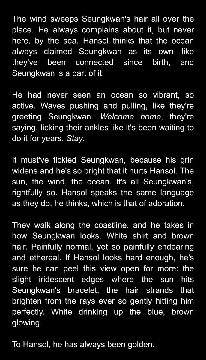 QfVf7u8's tweet photo. on a sabbatical; a small verkwan at 11.

the ocean and the sun missed you. also, what makes the sky blue? also, i love you. https://t.co/cTvYtt4VMN