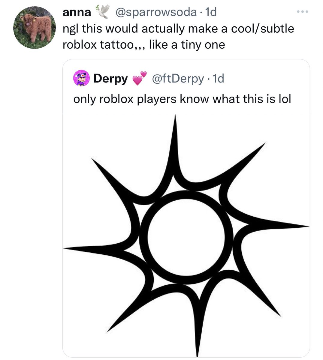 ftDerpy's tweet photo. imagine if we all got matching roblox tattoos https://t.co/Uhgfj4TKwT